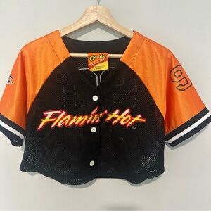 Forever 21 Flamin’ Hot Cheetos Logo Crop Top Net Jersey Size Small